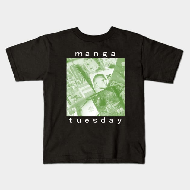 Manga Tuesday (green-black) Kids T-Shirt by MangaTuesday